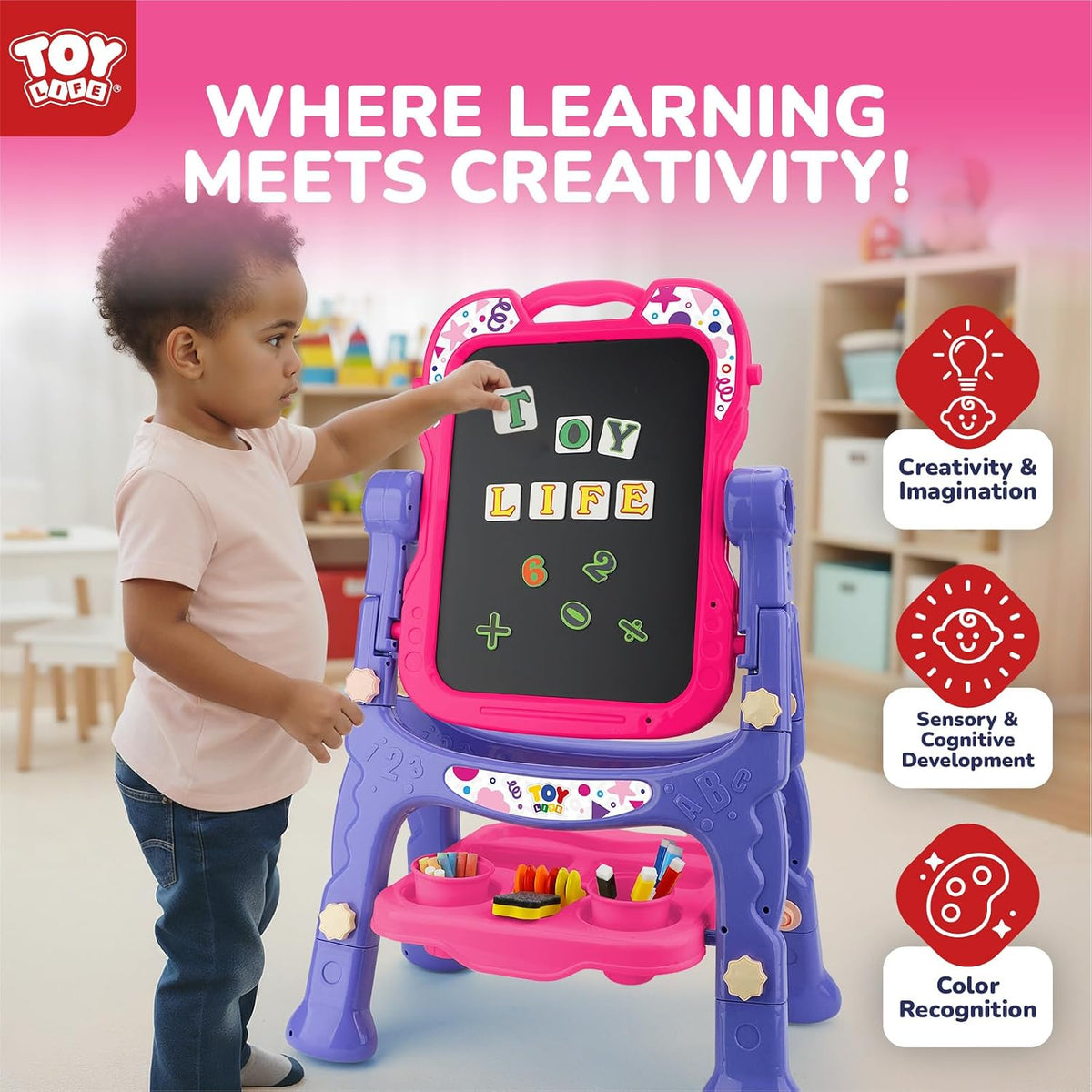STEAM Life Kids Easel, Pink & Purple - Pink and Purple - image 4