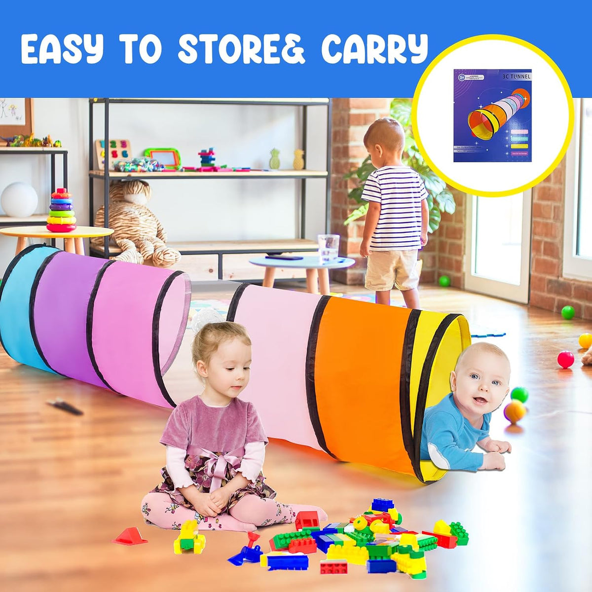 Kids Play Tunnel for Toddlers - Pink Colorful Tunnel - image 3