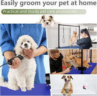 VFK 47'' Large Dog Grooming Table X-Lift Foldable Grooming Table for Dogs at Home Adjustable Height Arms Pet Station with Nooses, Mesh Tray, Tool Organizer