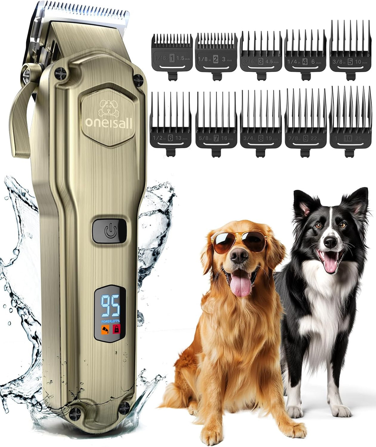 oneisall Dog Clippers for Grooming Thick Heavy Coats – Essentials for Dogs - Gold Dog Clipper