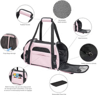 JESPET Soft-Sided Airline-Approved Dog & Cat Carrier Travel Bag – Essentials for Cats - 19.0"L x 10.0"W x 13.0"H / Pink - image 3