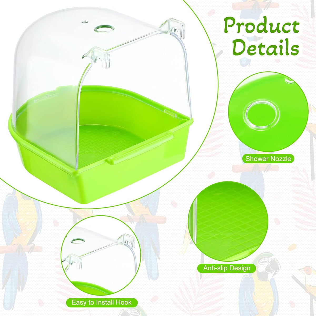 Honeydak 3 Pcs Bird Bath for Cage Parakeet Bath Hanging Box - Classic Colors - image 2