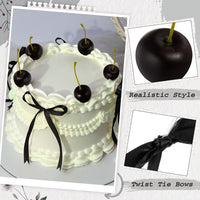 Chunful fake cherry cake toppers with red polyester bows - view 27