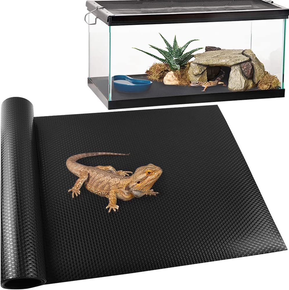 Reptile Carpet, Reptile Mat, Bearded Dragon - 1 PCS / Black 18"×79"