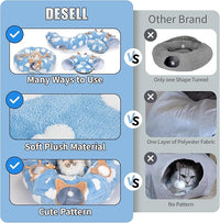 Cat Tunnel Bed, Cat Tunnels for Indoor Cats with Washable Circle Cushion, Multifunctional Peekaboo Cat Cave Donut Tubes Tunnel for Cat Kitty Kitten Puppy Rabbit Ferret (Sky Blue)