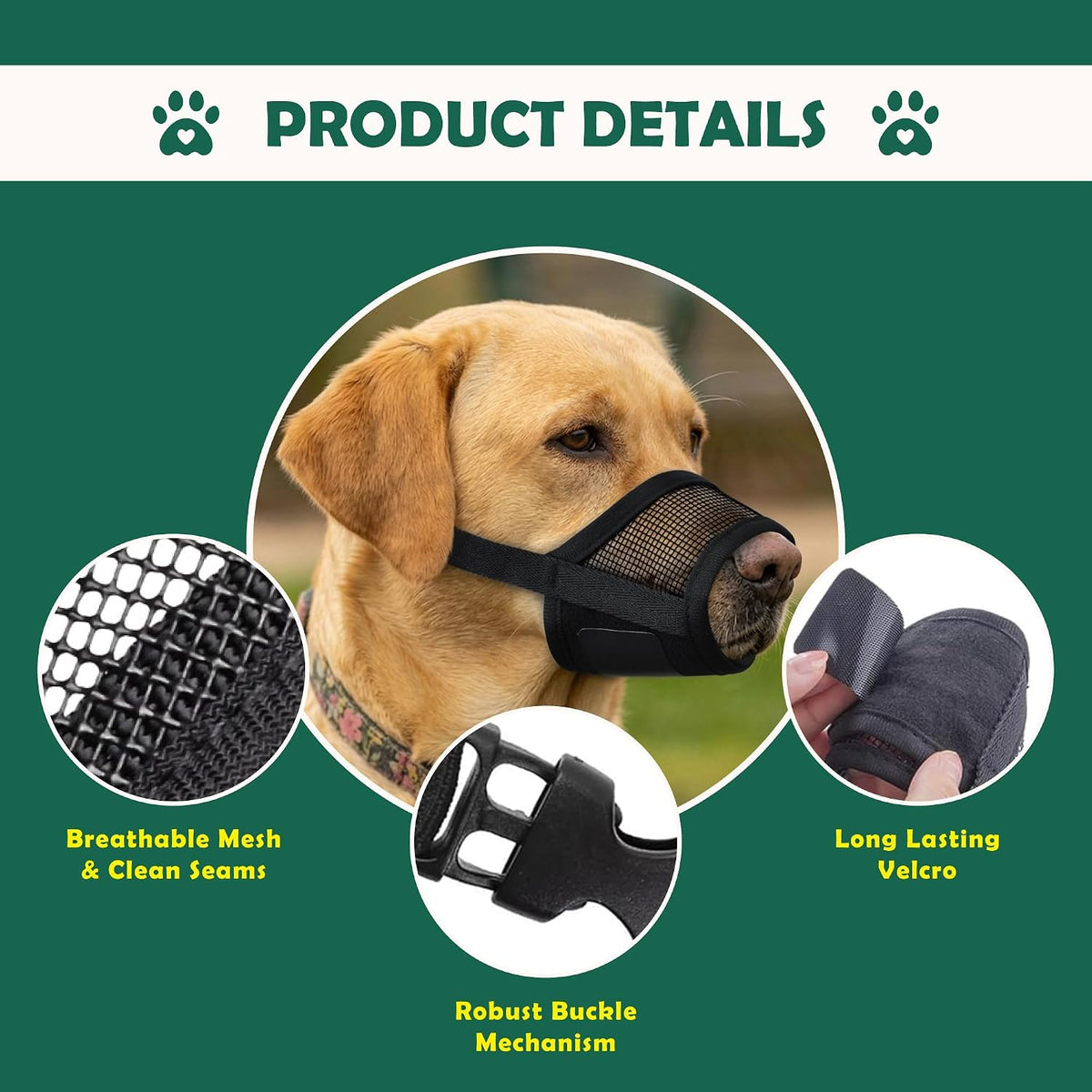 Dog Muzzle Medium Sized Dogs - Adjustable Large ( 7.0” - 9.4” ) - image 2