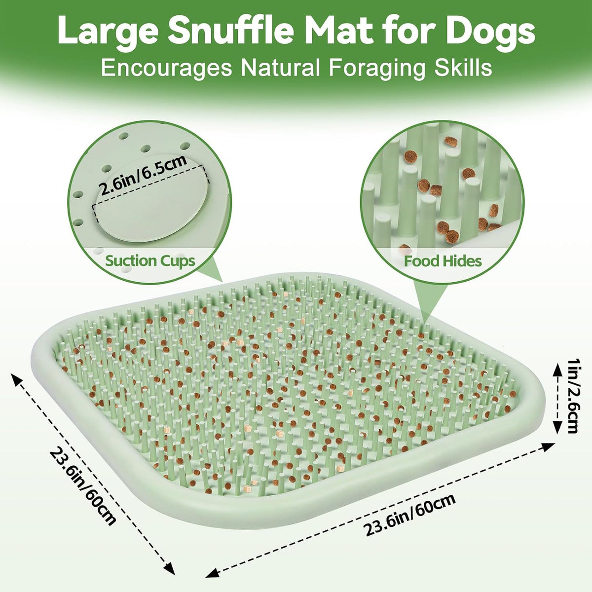 Silicone Snuffle Mat for Dogs 23.6"x 15.7" Large Slow Feeder Mat - Green:23.6"x23.6" - image 2