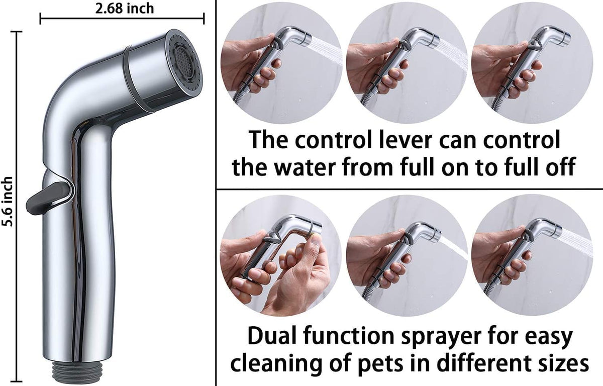 G-Promise 2 Mode Dog Shower Attachment with Extra Long Hose Adhesive - 118 Inch Hose / Chrome - image 3