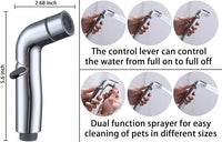 G-Promise Dog Shower Sprayer Attachment for Fast and Clean Pet Showering, Multifunctional Shower, Metal Diverter, 118 Inch Extra Long Hose, No Drill Hook, Dog Washing-Bathroom (Chrome)