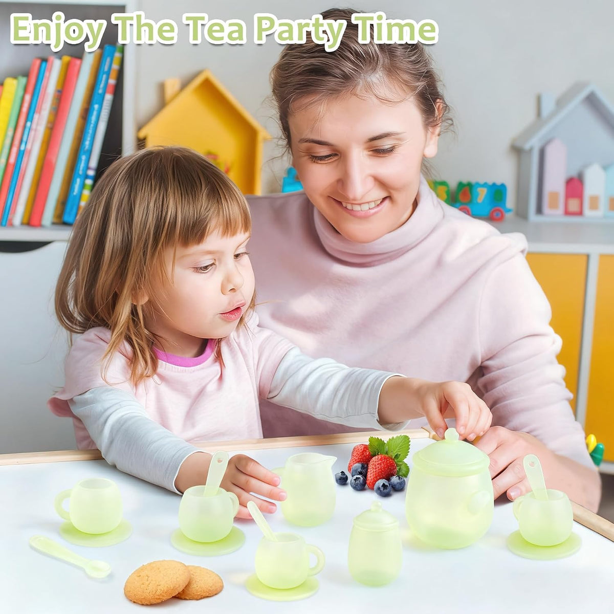 MCGMITT Silicone Tea Party Set, Toy Tea Set for Toddlers Kids - Light Green - image 3