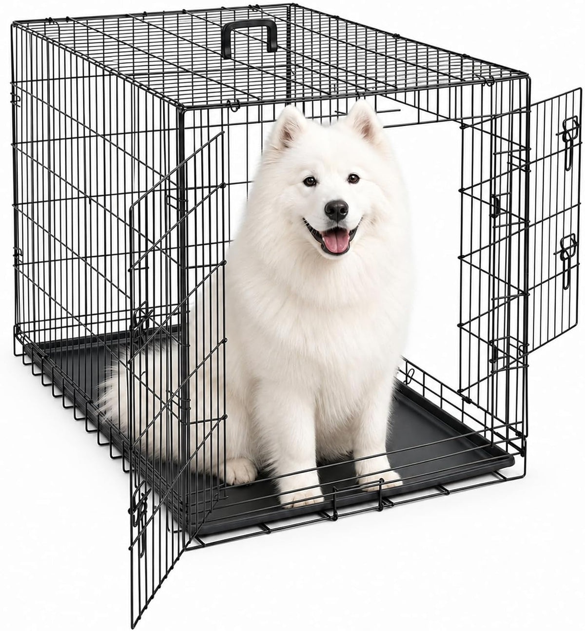 DUMOS 24 Inch Dog Crate, Foldable Puppy Small Dog Cage Pet Kennel – Essentials for Dogs - 42.1"L x 26.8"W x 28.7"H / 1 / Double Door