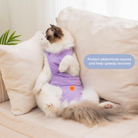Purple Avont cat recovery suit size M in breathable cotton - view 4