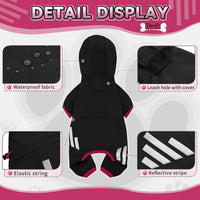 Dog Raincoat, Waterproof Dog Rain Jacket with Hood - L(Back Length15'') / Black - image 2