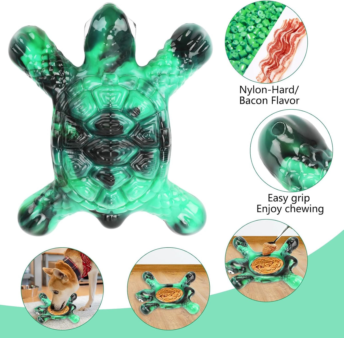 Letsmeet Plush Dog Toy with Crinkle Paper and Ropes - Green1 - image 2
