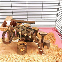 Tfwadmx Wooden Hamster Playground Platform, Small Animals Activity Set Climbing Bridge Ladder Ramps Toys for Mouse Dwarf Hamster Gerbil Chinchilla Guinea Pig Sugar Glider Syrian Hamster