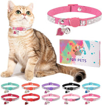 Rhinestone Cat Collar Breakaway, Bling Sparkly Diamond - Rose / 8"-12" Cats / Mini Dogs