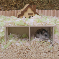 Hamster Peep Tunnel, 2-Chamber Wooden Hamster Hideout - Medium for Dwarf Hamster - image 3