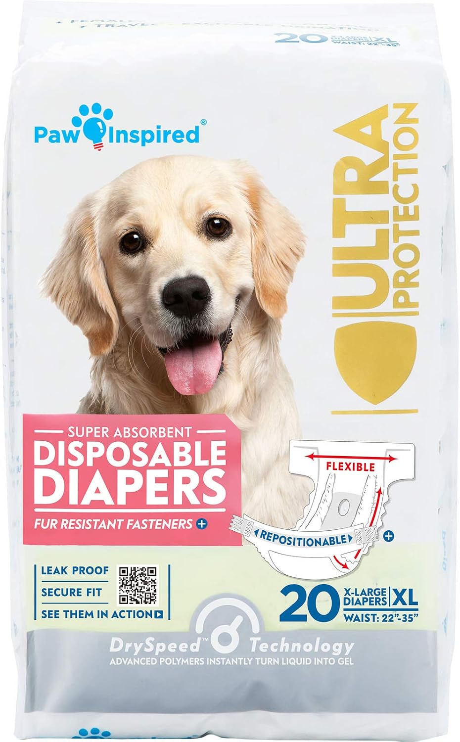 Paw Inspired 32ct Disposable Dog Diapers - X-Large (20 Count)