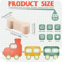 Hanaive 20 pack wooden train track connectors, dog bone shaped adapters - view 6