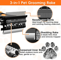 3-in-1 Professional Pet Grooming Brush for Dogs & Cats - Organge - image 2