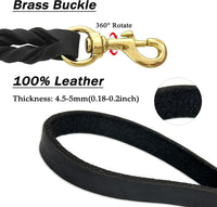 Guiding Star Leather Dog Leash 6ft x 3/4 inch Heavy Duty Training - Black / 6ft x 3/4 inch - image 3