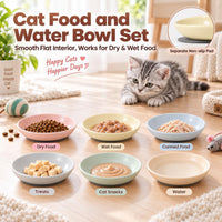 Ceramic Cat Food Bowls 6 Pack - Solid - Separate Pads - image 4