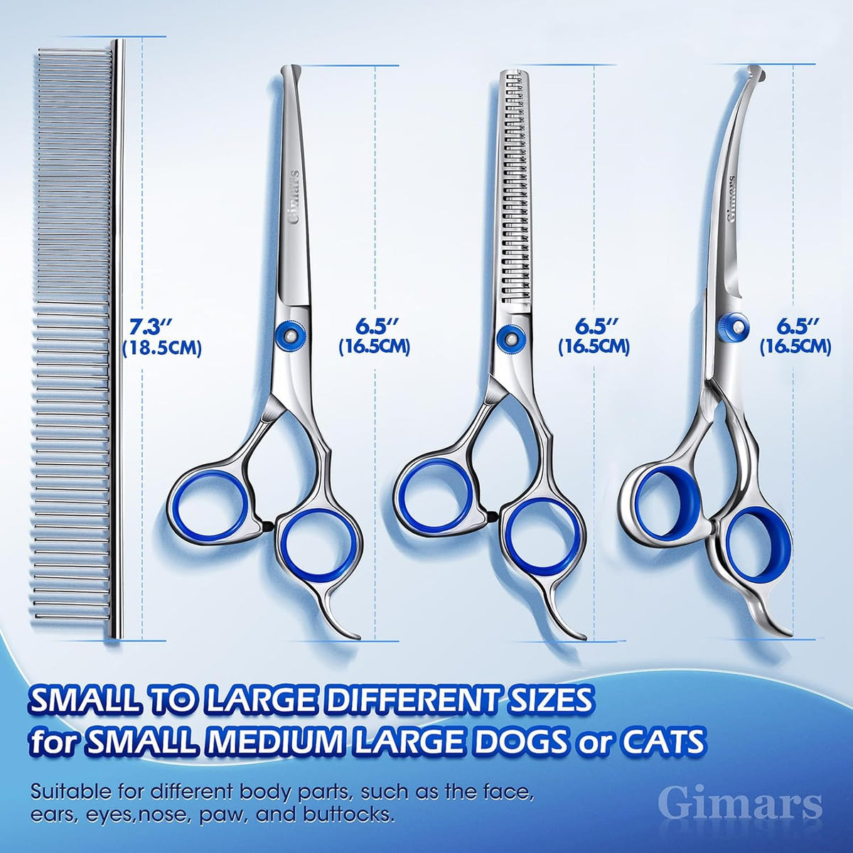 Gimars Titanium Coated Professional 6 in 1 4CR Stainless Steel Dog - Professional Blue 5 in 1 - image 2