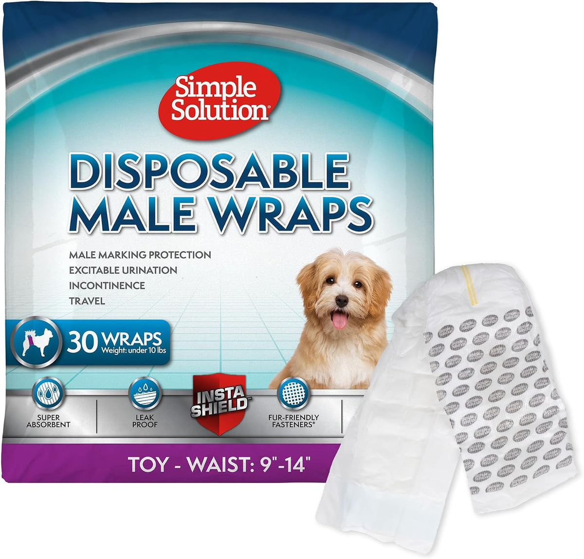 Simple Solution Male Dog Diapers, Disposable Belly Bands, M - Toy / 30