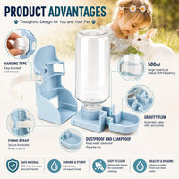 Rabbit Water Bottle No-Drip, Bunny Guinea Pig Water Dispenser – Essentials for Small Pets - Blue - image 4