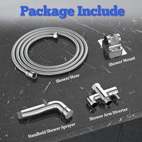 Dog Shower Attachment Metal, YDmeet Pet Washing Hose Attachment for Fast & Clean Bathing, Brass 3 Way Diverter, Adjustable Sprayer wtih Turn Off, 8 ft Hose and Holder, Chrome