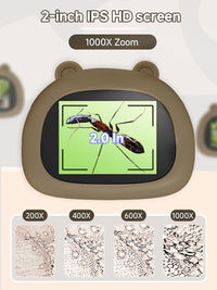 Microscope for Kids 1000X Handheld Digital Miniscope Stem Toys Gifts – Fun for Kids & Family - Brown - image 2