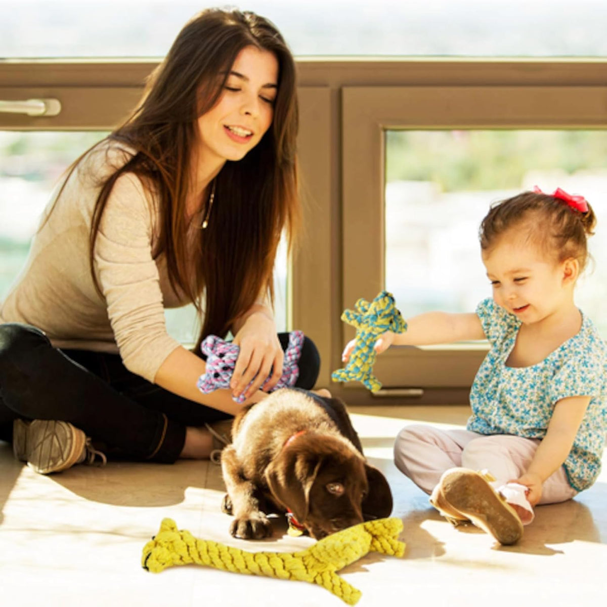 SunGrow Cotton Rope Dog Toys - 3 Pieces ( Teddy Bear, Giraffe, and Dog ) - image 4