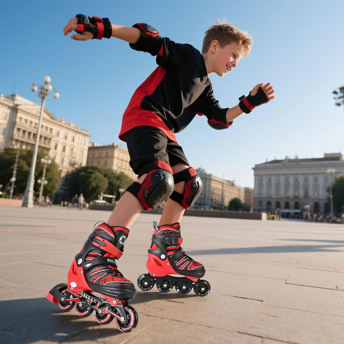 SULIFEEL Rainbow Unicorn Adjustable Kids Inline Skates for Girls Boys – Fun for Kids & Family - D Spider Red / Small - Little Kid - image 3