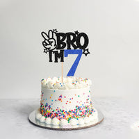 1 PCS Brother I'm 7 Cake Topper Glitter Star Happy 7th Birthday Cake - Blue 7th - image 4