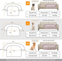 GGIB Calming Dog Bed Fluffy Plush Dog Mat for Furniture Protector with Removable Washable Cover for Large Medium Small Dogs and Cats (Large, Rust White)
