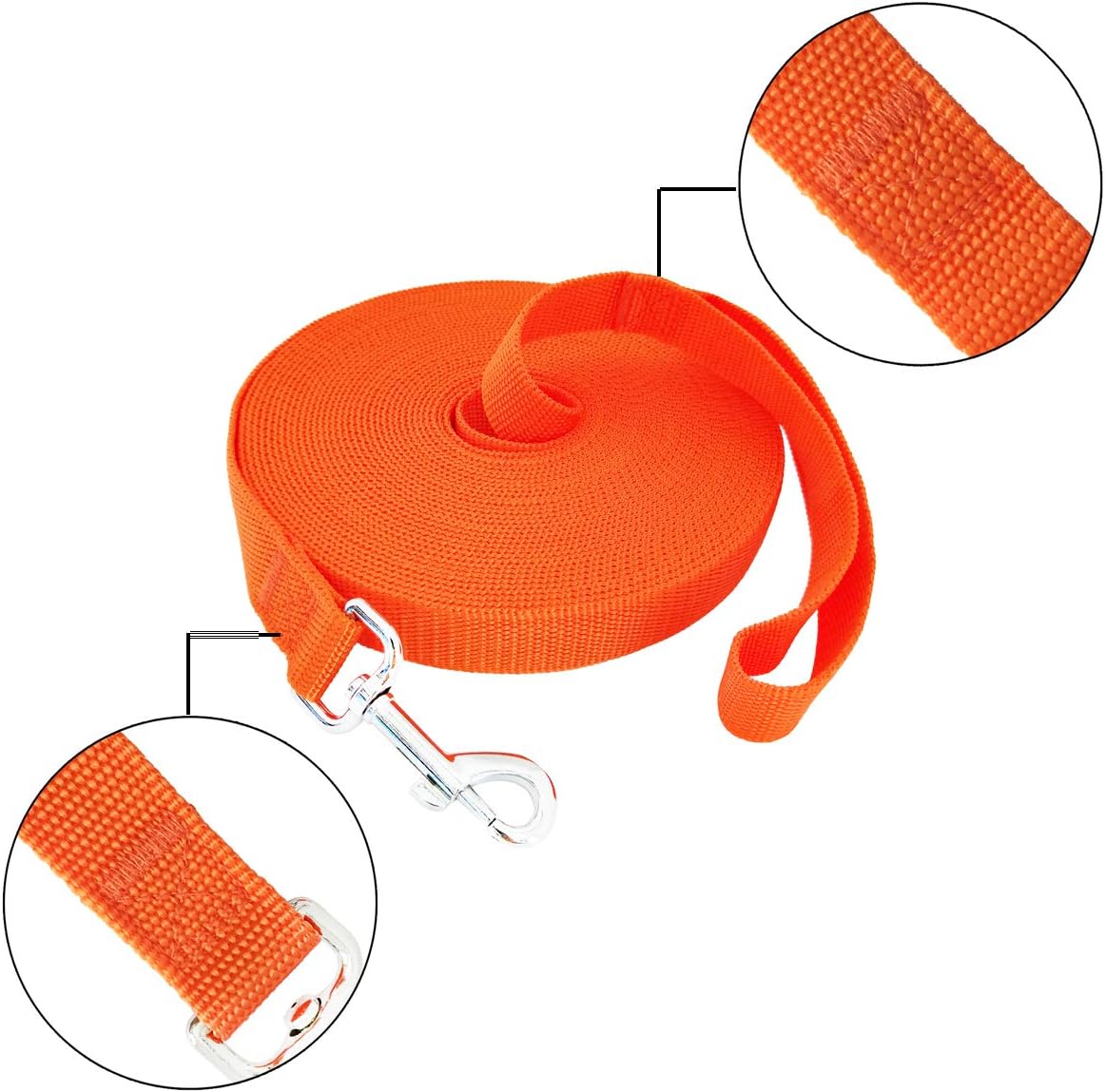 SALO Nylon Training Dog Leash for Small Medium Large Dogs - Orange / 3/4 inch x 15 feet - image 2
