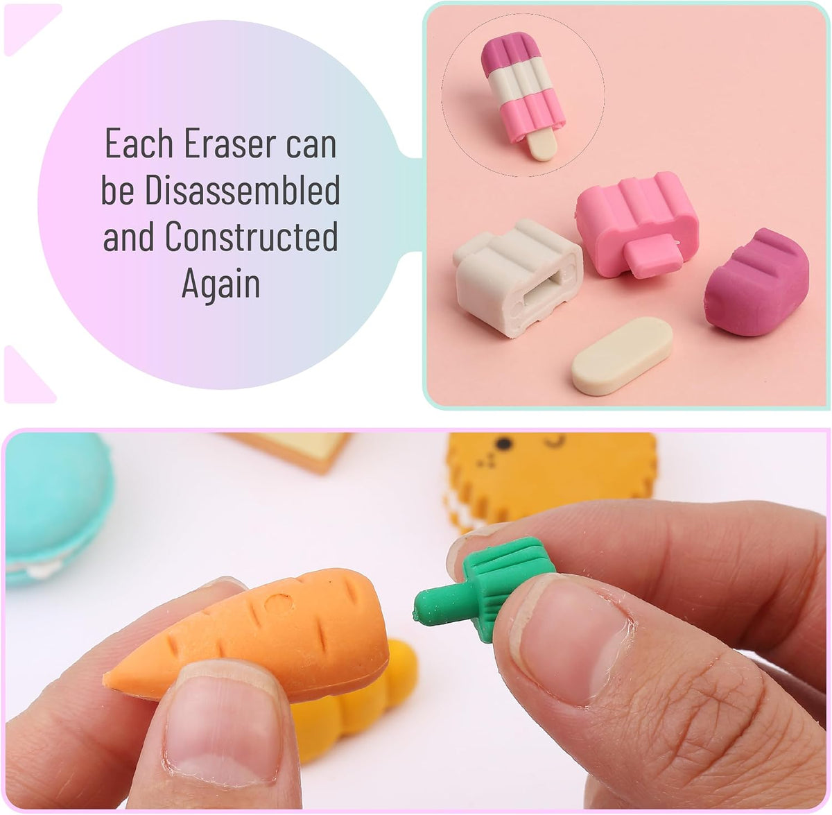 Mr. Pen, Mini Food Pencil Erasers Toy Set - Bright 2 - image 3