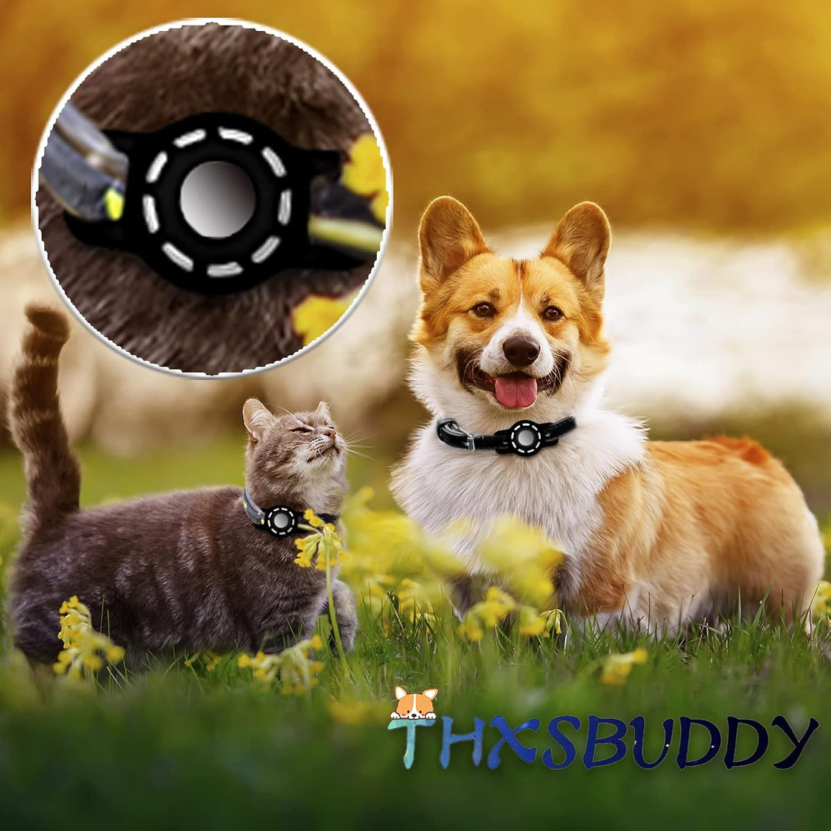 for Air tag Cat Collar Holder for Apple Air Tag - Ci-2xBlack - image 2