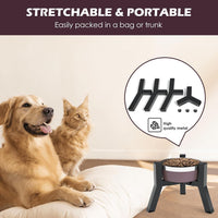 SHAINFUN Adjustable Metal Raised Stand for Large & XL Breeds - Black-7.8H- Square / Height: 7.8", Width: 5.9-8.7" - image 2