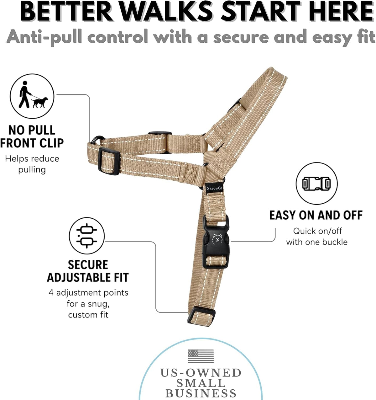 ShawnCo Dream Walk Pro No-Pull Dog Harness – Essentials for Dogs - Medium / Driftwood - image 3