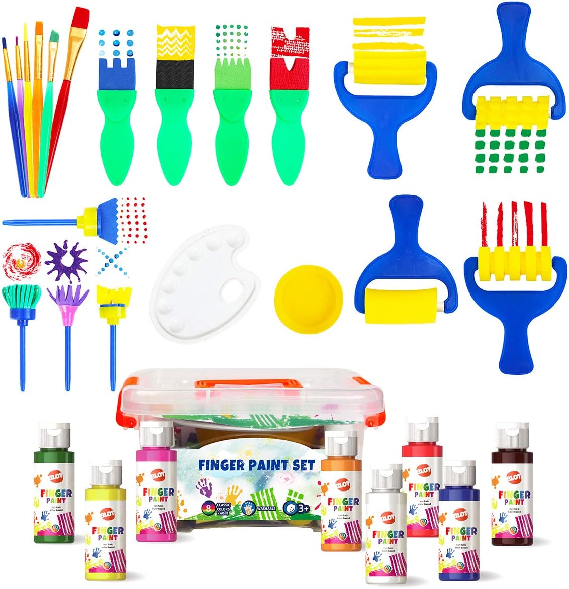 Early Learning Kids Paint Set Washable Finger Paint with Assorted