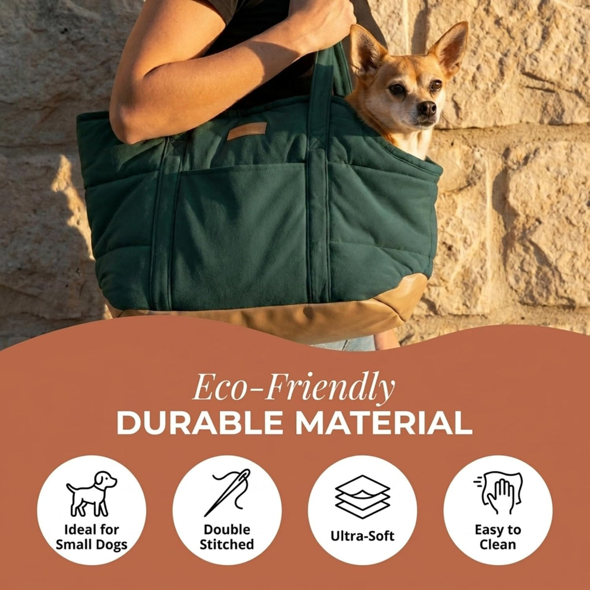 Plush Dog Purse Carrier for Small Dogs, Soft Tote, Black – Essentials for Dogs - Plush Green - image 3