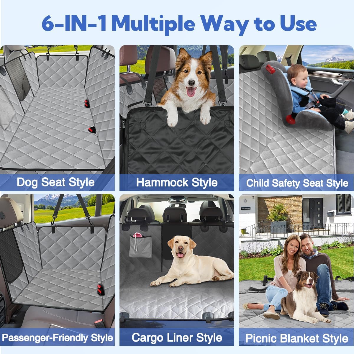 Kytely Dog Car Seat Cover for Back Seat - Gray / Standard - image 4