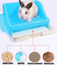 kathson Rabbit Litter Box Trainer Small Animal Potty Corner Toilet - Blue - image 3