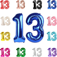 Blue Number 3 Balloon 40 Inch, 3 Balloon Number - Metallic Blue / Number 13