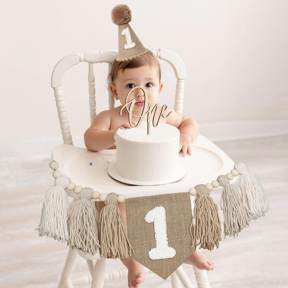 DCJHFJ First Birthday Decorations for Boy Highchair Banner One - Brown Banner - image 3