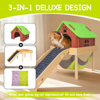 3 in 1 Enlarged Guinea Pig Hammock - Green Roof - image 2