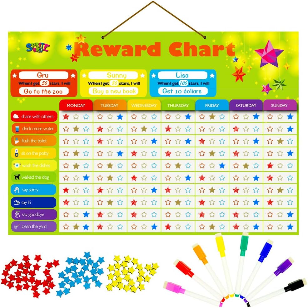 Magnetic Reward Behavior Star Chore Chart for One or Multiple Kids - Star Chart