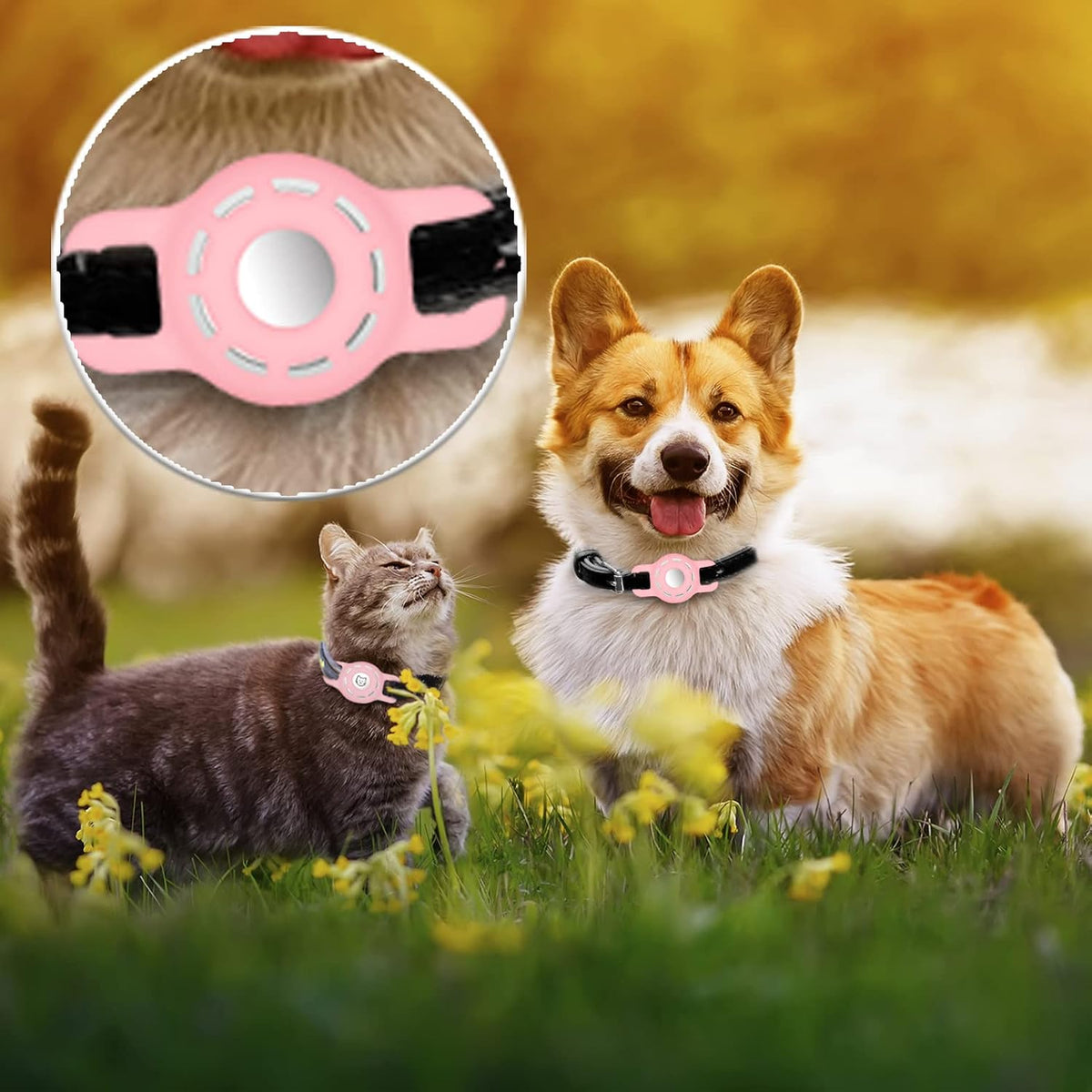for Air tag Cat Collar Holder for Apple Air Tag - Ci-Pink+White - image 2