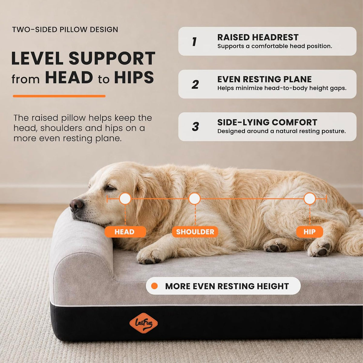 Laifug Orthopedic Memory Foam Extra Large Dog Bed Pillow Durable - 50.0"L x 36.0"W x 10.0"Th / Slate Gray - image 4